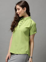 Women's Green Solid Top-AE-10370-Green