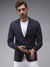 Men Blue Printed Blazer-SOBLZ-274-Navyblue