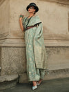 Saree Mall Women's  Blend Sea Green Woven Design Designer Saree With Blouse Piece-KASHA335006