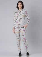 Women Grey Typographic Tracksuit-AF-1959-Grey