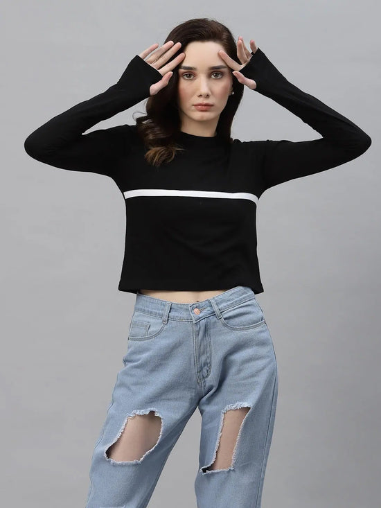 Rigo Thumbhole Round Neck Crop Top