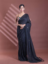 Black Pure Cotton Soft Saree With Sequined Work-MA59CT06510037