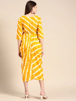 Overlap Midi Dress in Yellow