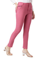 Smarty Pants Women's Cotton Lycra Ankle Length Pink Formal Trouser