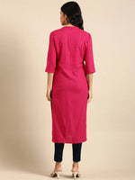 Women's Pink Printed Straight Kurta-GW-500-W-Pink