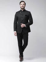 Hangup Men Standard Solid Men Formalwear-B1BlackBlazer