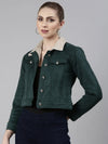 Women Green Solid Tailored Jacket-LT-2112-Green