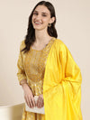 Women Yellow Floral Kurta Set-GW-3850-Yellow