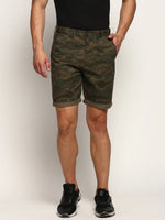 Men Green Camouflage Shorts-ORBIT-17-Olive