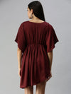 Women's Maroon Solid A-Line Dress-AE-9932-Maroon