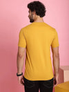 Venitian Men Printed Round Neck Yellow Cotton T-Shirt