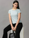 Women's Sea Green Striped Top-AE-10452-Seagreen