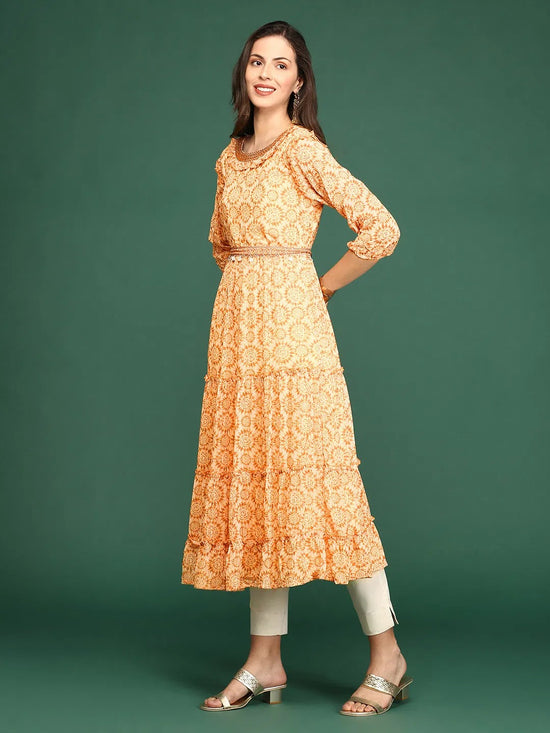 Women's Yellow Embellished Anarkali Kurta-BC-CK-954-Yellow