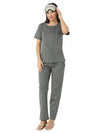 Smarty Pants Women's Cotton Lycra Grey Color Heart Print Night Suit