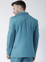 Hangup Men Standard Solid Men Formalwear-TealBlazer