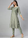 Women's Green Printed Kurta Sets-SKC3172-Green