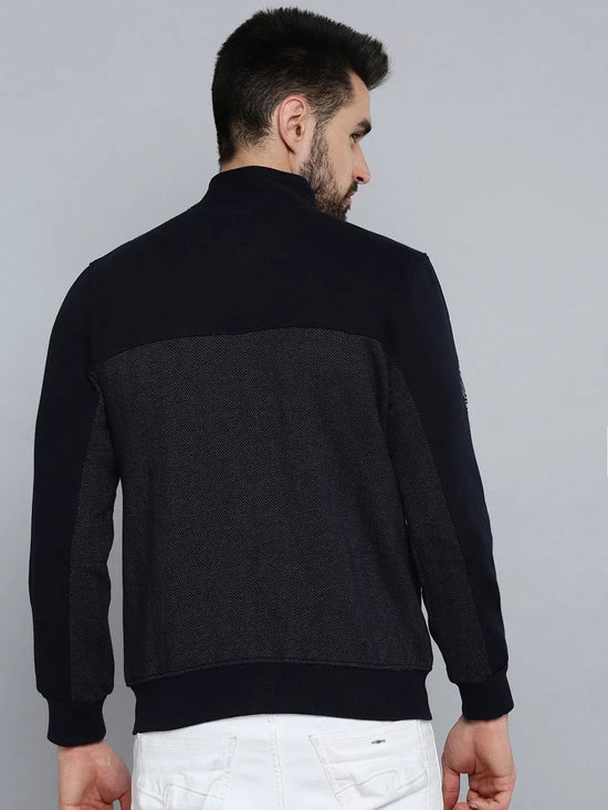 Men Blue Solid Sweatshirt-ODS-6041-Navyblue