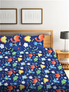 Home Sizzler 144TC Microfibre Dark Blue Double Bedsheet With 2 King Size Pillow Covers