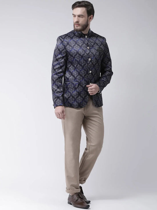 Hangup Men Standard Printed Men Formalwear-D715ButtonBlazer