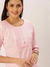 Women's Pink Solid Straight Kurta-DF-1197-Pink