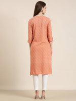 Women Peach Floral Straight Kurta-ON-0046-Peach