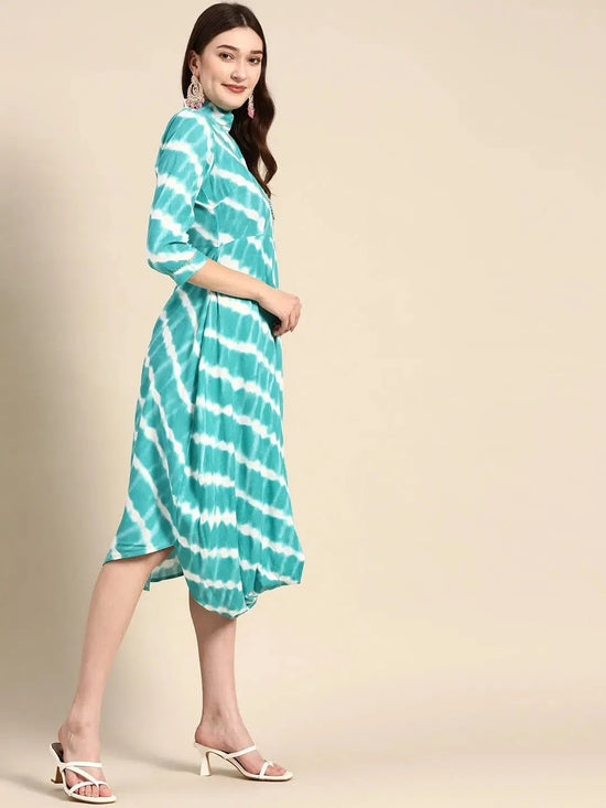 Front Cowl Midi Dress in Aqua Blue