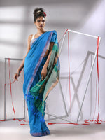 Sapphire Blue Cotton Saree With Sequined Work-MA55CT06540002