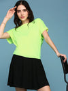 Women Fluorescent Green Colourblock Peplum Dress-BEC-68-Fluorescentgreen