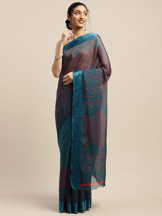 Blue Printed Art Silk Saree-VSAR1540a-Standard