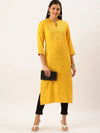 Women's Yellow Solid Straight Kurta-UB-2040-Mustard