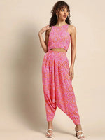 Crop top with Dhoti Pants in Pink