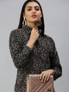 Women's Black Printed Shirt-AE-10198-Black