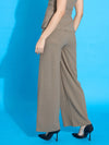 Women Beige Front Pleated Straight Fit Trousers