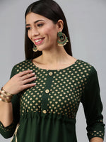 Women's Green Printed Kurta Sets-JC58-Green