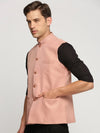 Men Peach Mandarin Collar Solid Nehru Jacket-AD-J-450-Peach