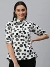 Women White Printed Shirt Top-AE-10231-Whiteblack