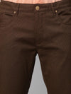 Genips Men's Coffee Cotton Stretch Rico Slim Fit Self Design Casual Chinos