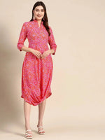 Front Cowl Midi Dress in Pink