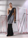 Black Cotton Saree With Stripes Pattern Sequine Work-MA55CT06500135