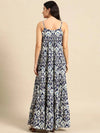 Tiered maxi Dress in Blue Ikkat Print