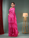 Rani Pink Matka Handwoven Saree With Shibori Print-MA50MT062200056