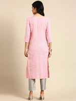 Women's Pink Solid Straight Kurta-SKC-863-Pink