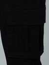 Ribbed Jogger Cargos with 6 pockets-Black