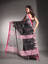 Black Cotton Silk Saree With Texture Border-MA54CTSL33610111