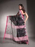 Black Cotton Silk Saree With Texture Border-MA54CTSL33610111