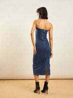 Women Blue Blast Denim Tube Dress