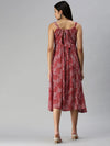 Women's Red Floral A-Line Dress-AE-9920-Redwhite