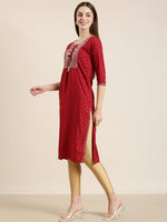 Women Red Floral Straight Kurta-NJ-3545256-Red