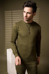 Rigo Olive Green Cut & Sew Terry Round Neck Sweatshirt-SW09211104-3XL