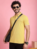 Venitian Men  Pique Matty Cotton Yellow 2 Zipper Pocket Polo Neck T-Shirt